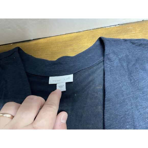 J Jill Love Linen 100% Linen Cardigan Sweater Size Large Blue Open Front - Picture 4 of 10